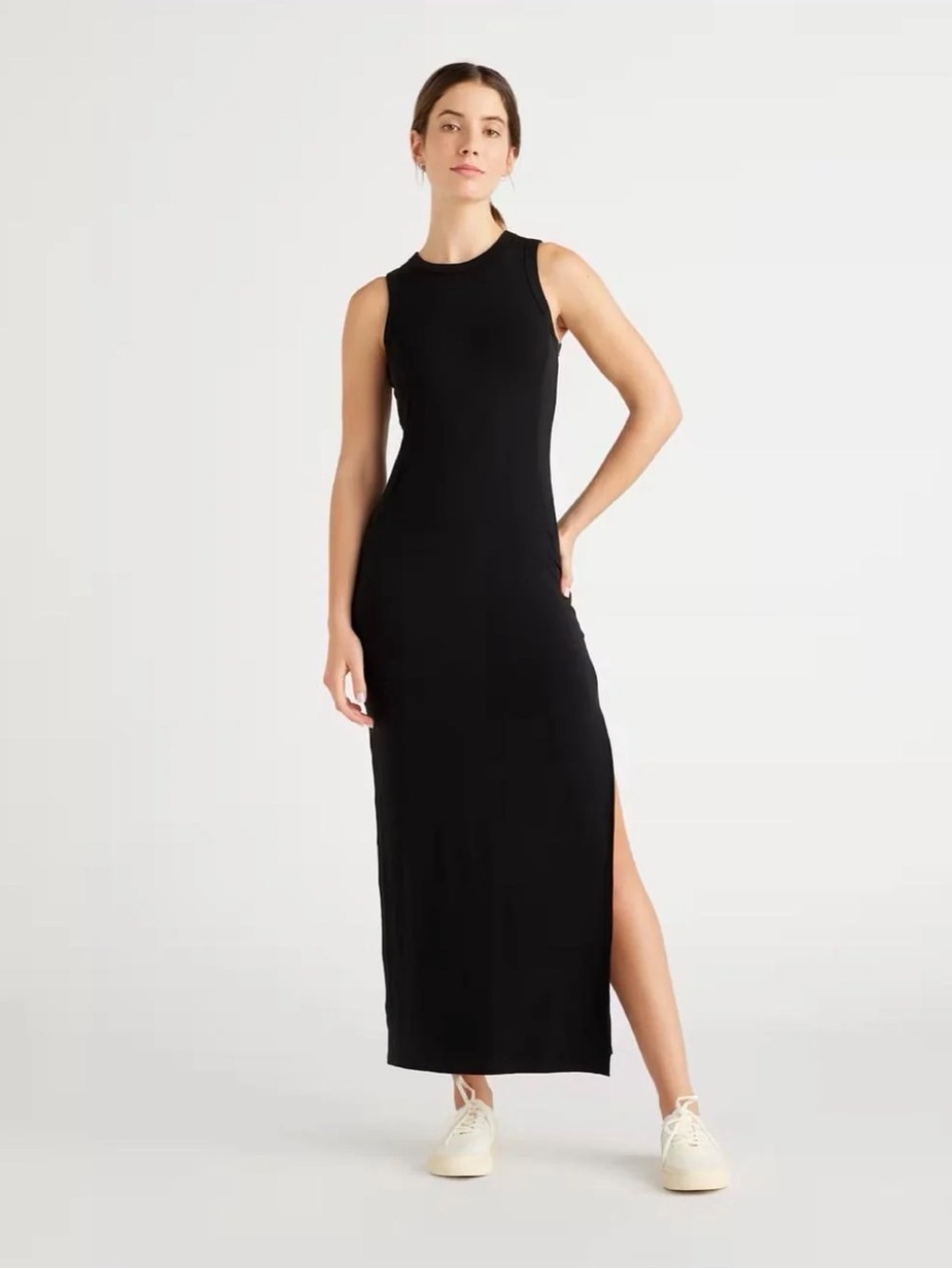 Quince Tencel Lyocell Jersey Tank Maxi Dress Black Large Minimalist Casual - Picture 2 of 11